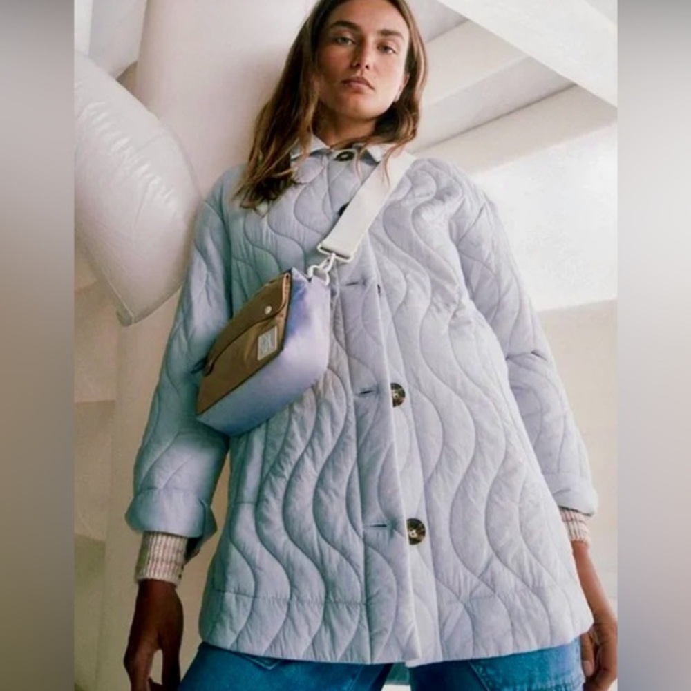 Madewell Light Gray Quilted Puffer Jacket, size S like new !
